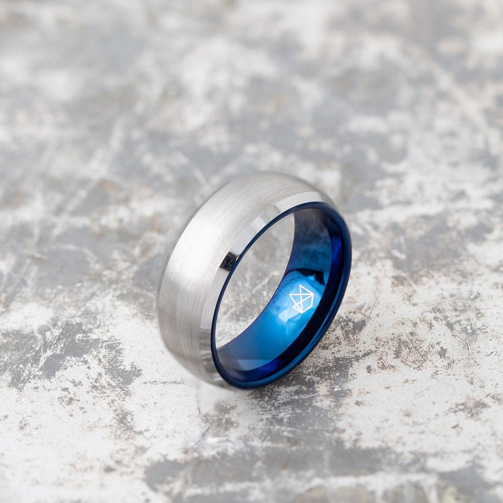 Silver Tungsten Ring - Blue EMBR