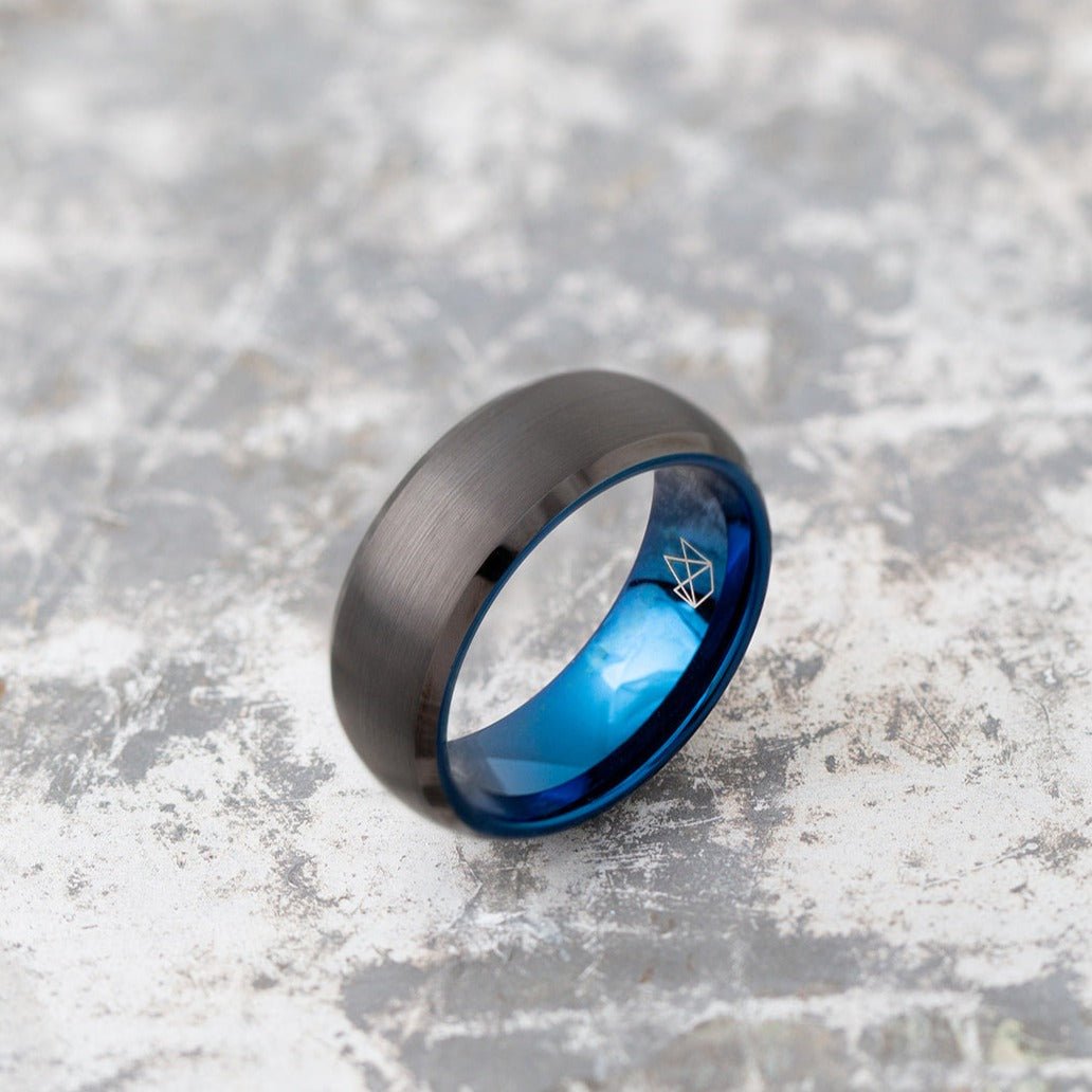 Black Tungsten Ring - Blue EMBR