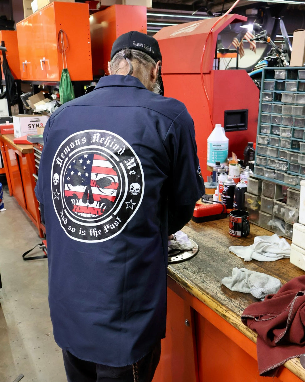 Embroidered Shop Shirt - Men's Navy Patriotic