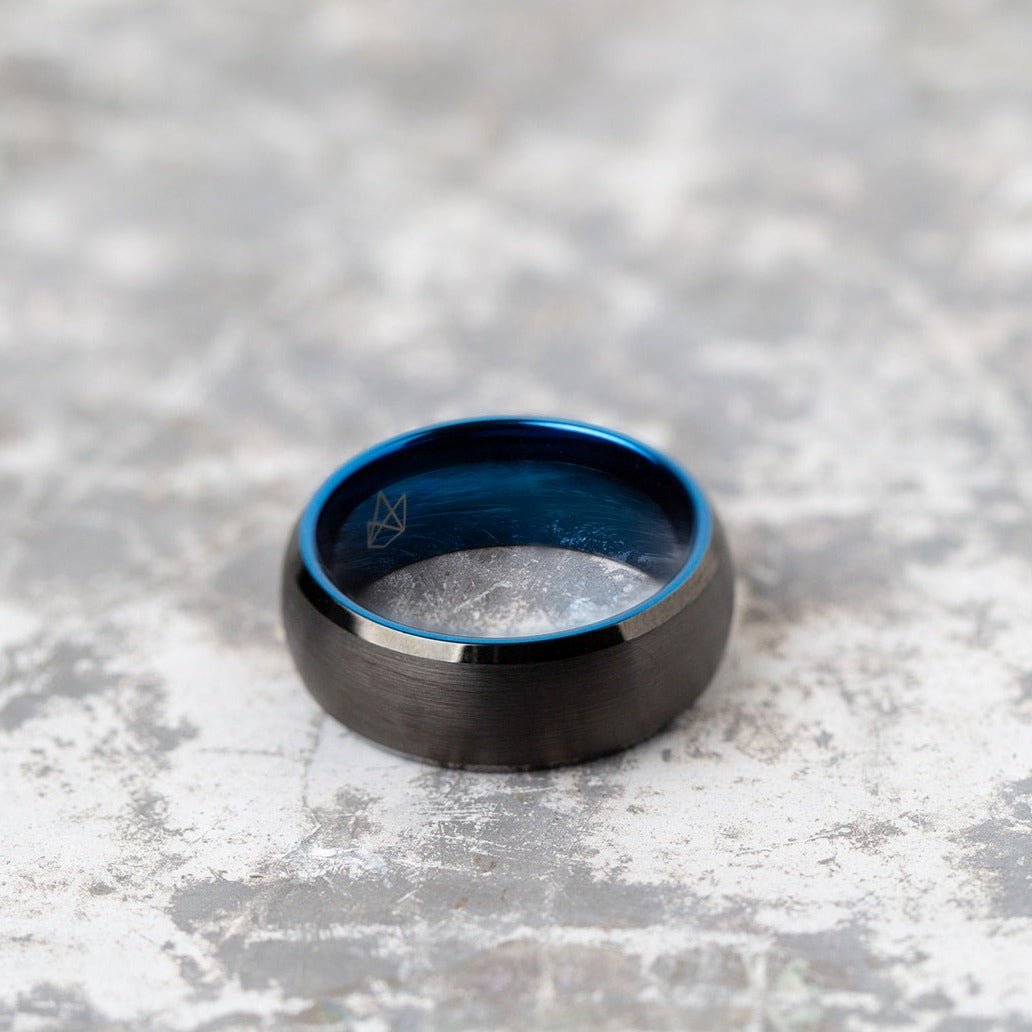 Black Tungsten Ring - Blue EMBR