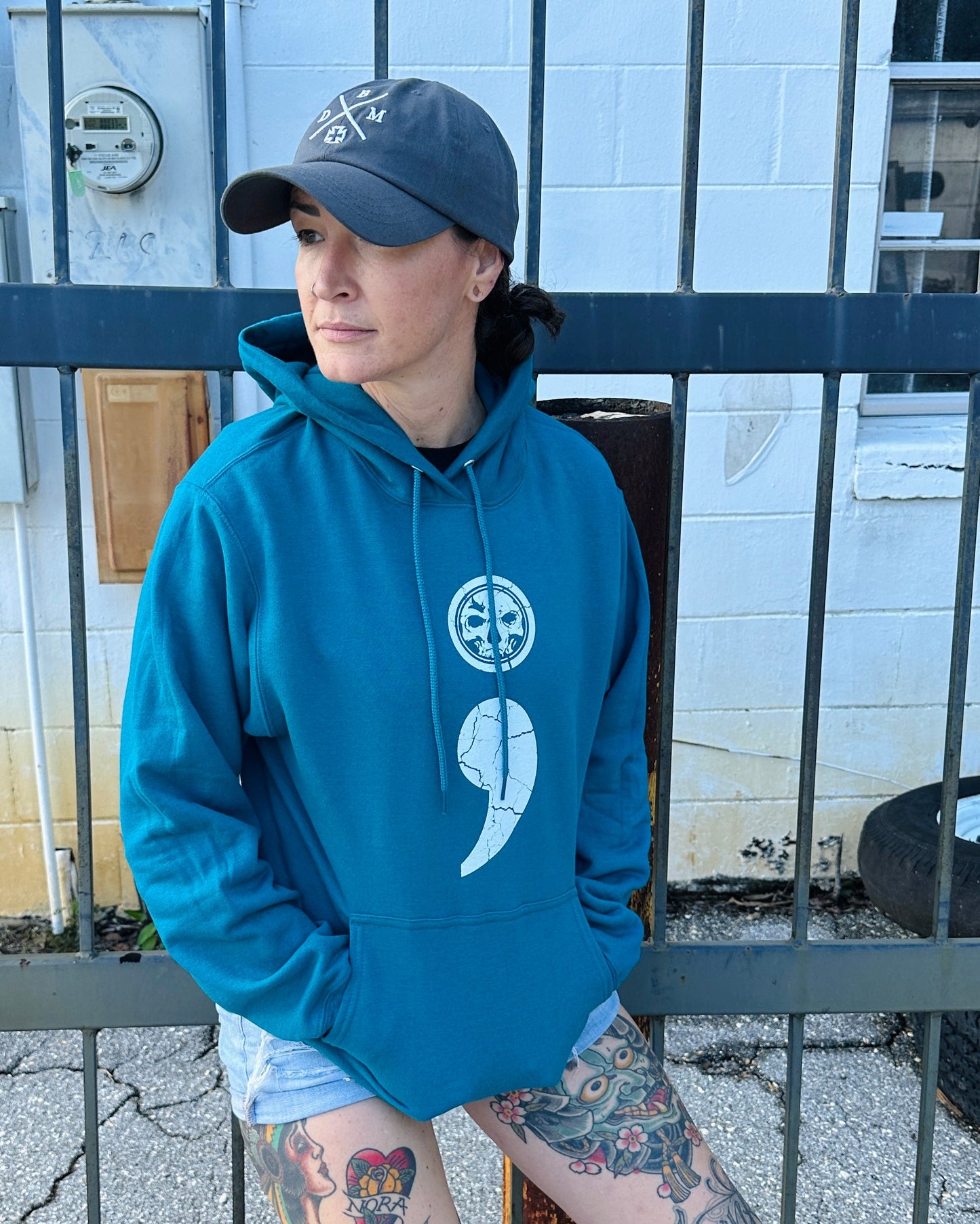 Semicolon Unisex Teal Hoodie