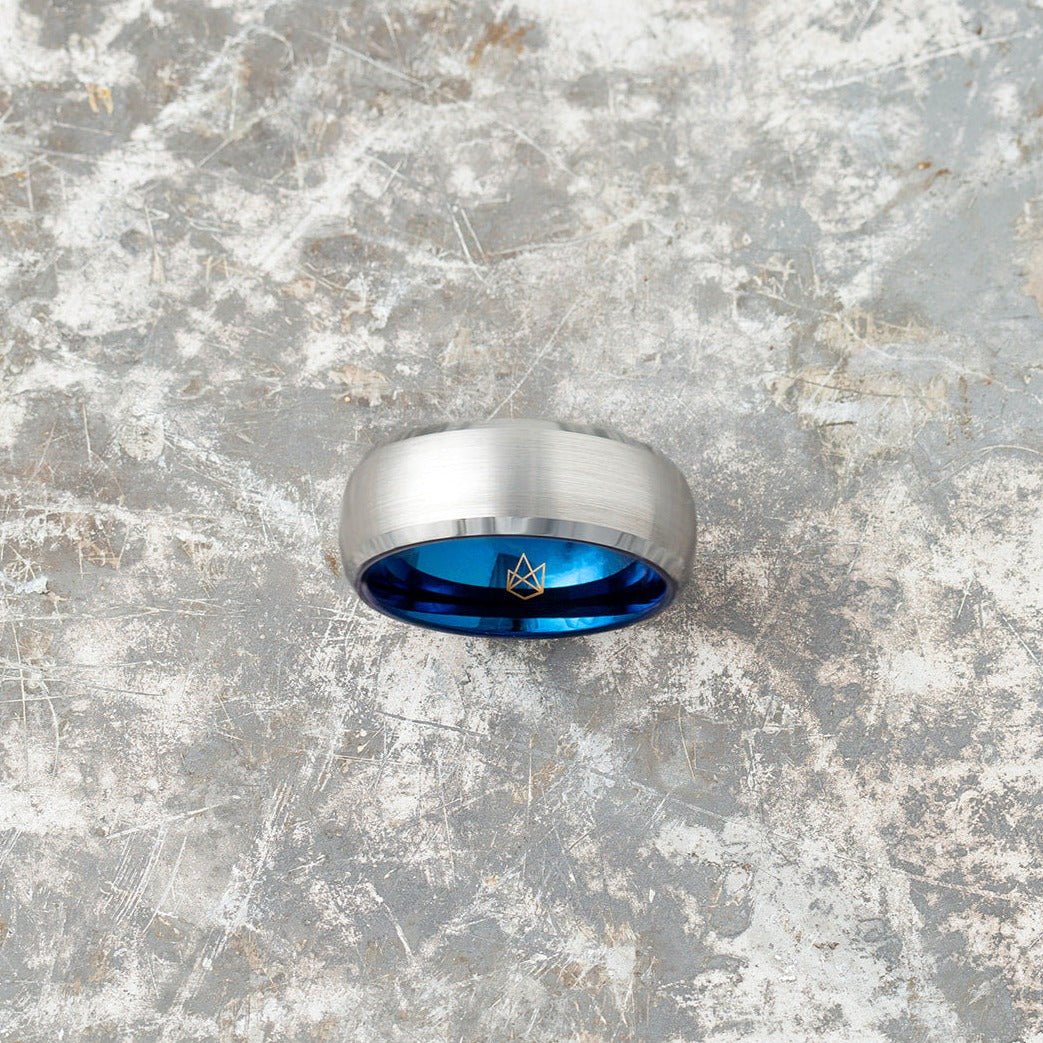 Silver Tungsten Ring - Blue EMBR