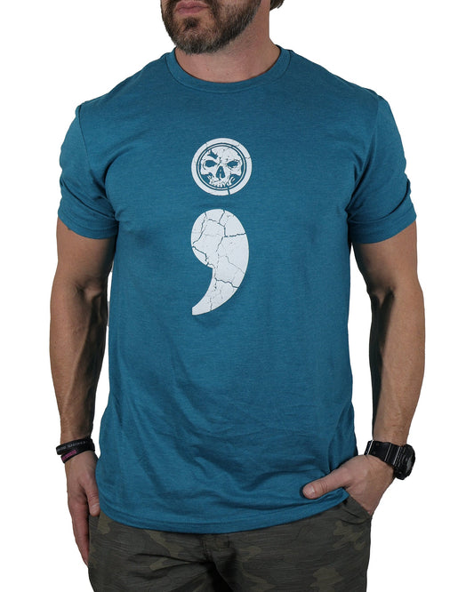 Men's Heathered Teal Semicolon Light-Weight T-Shirt