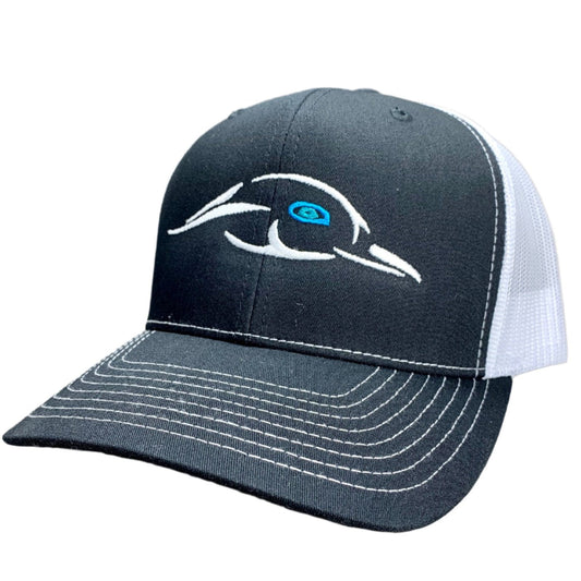 Black / White Mesh Back Silver Logo w/ Blue Eye - 112