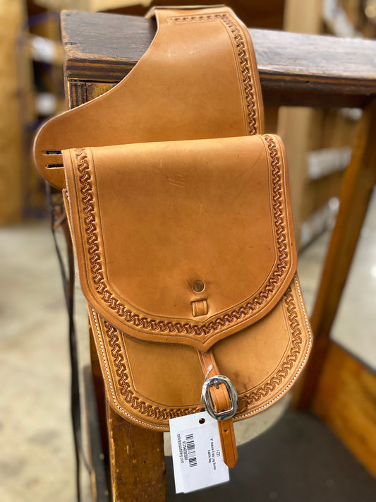 9" Natural Crazy Leg Border Saddle Bag