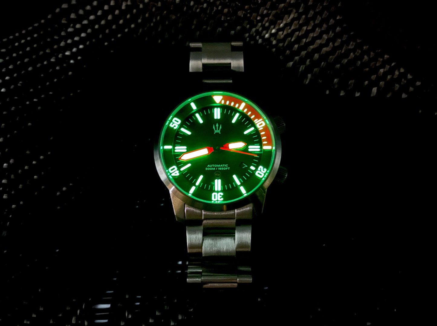 Titanium DC-50 Dual Crown 50ATM Diver Automatic Watch With Date + Bracelet by Maratac®!