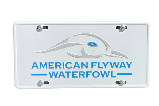 White / Blue Eye AFW Logo License Plate