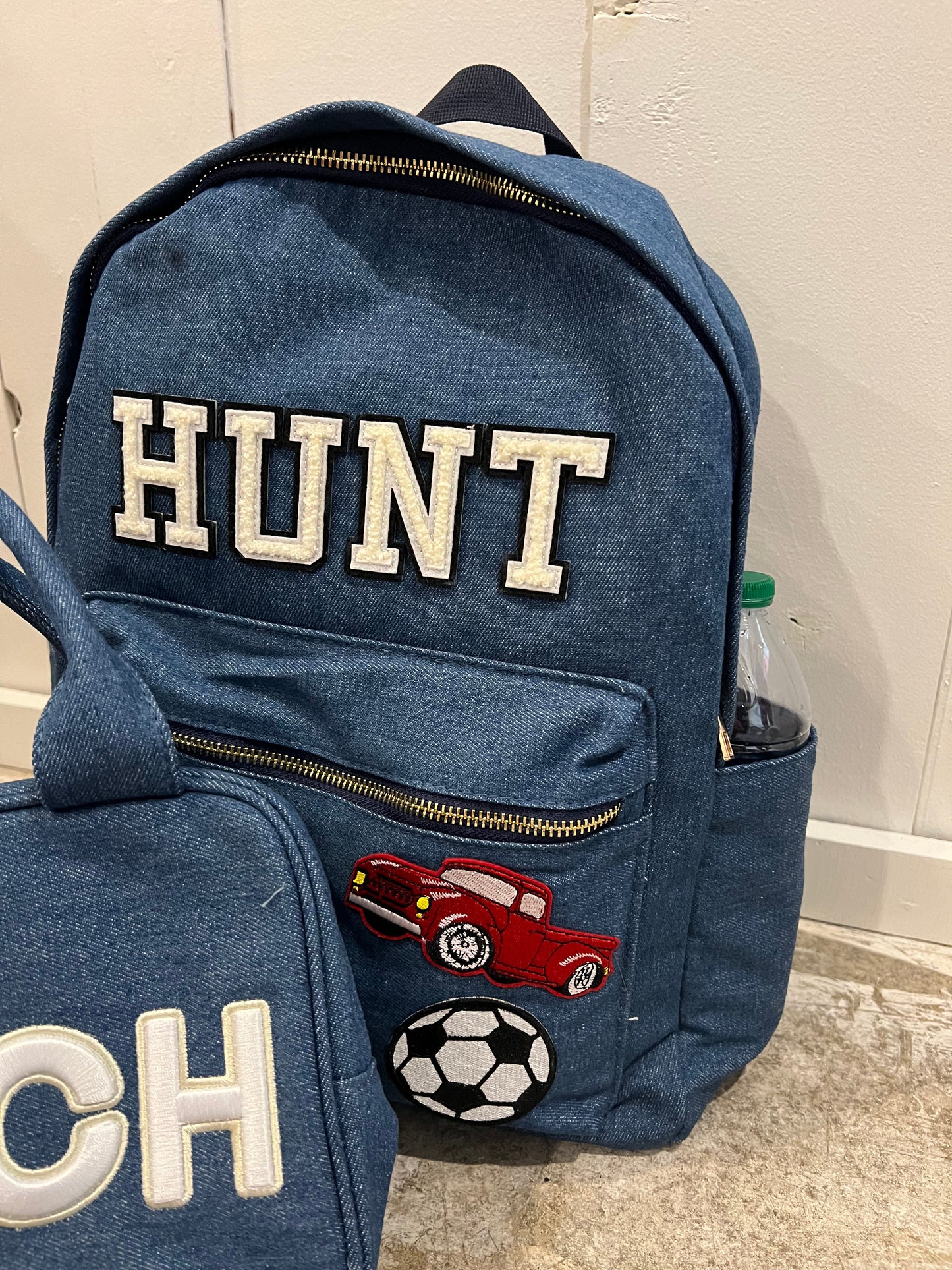 Denim Backpack with Patches