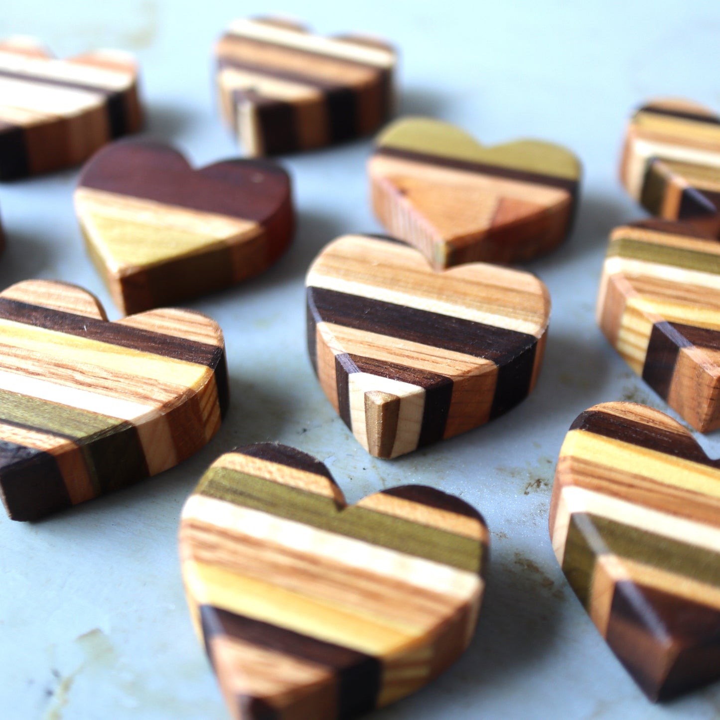 Striped Wooden Hearts