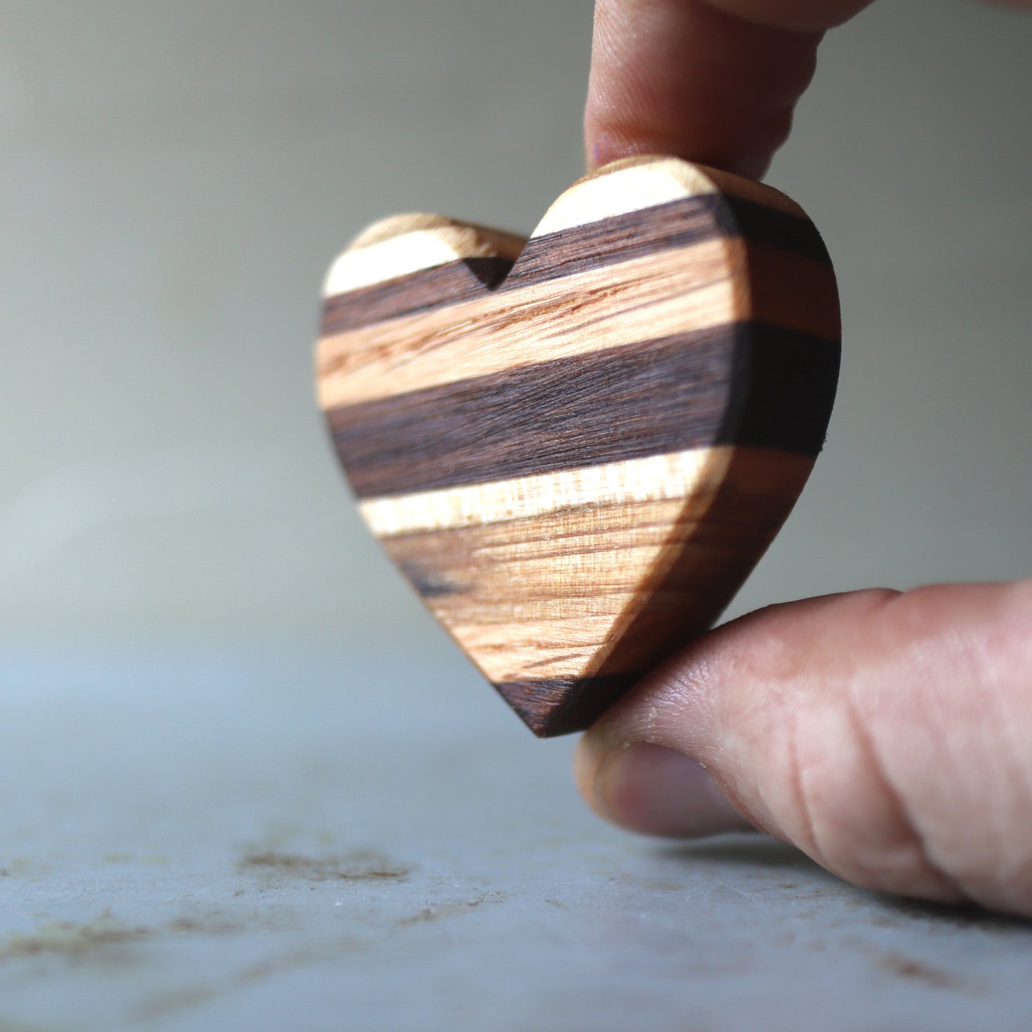 Striped Wooden Hearts