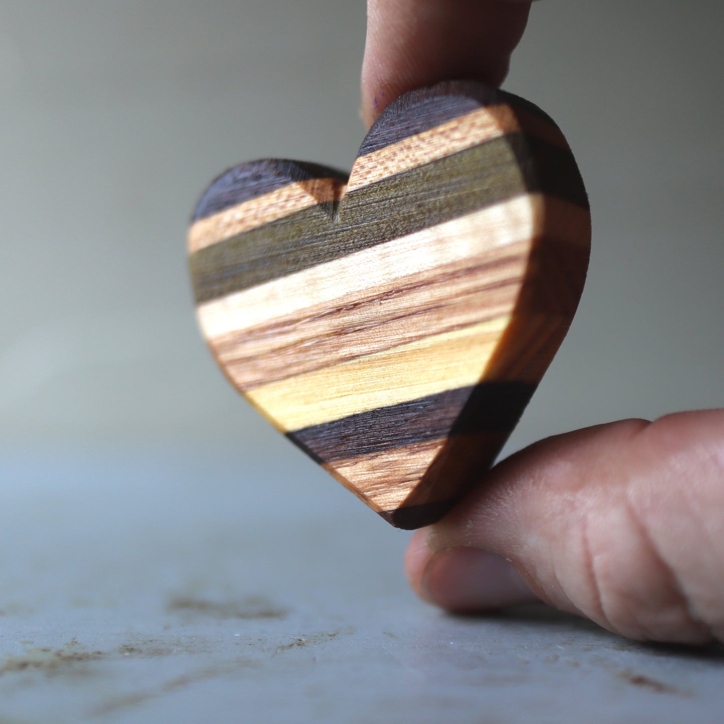 Striped Wooden Hearts