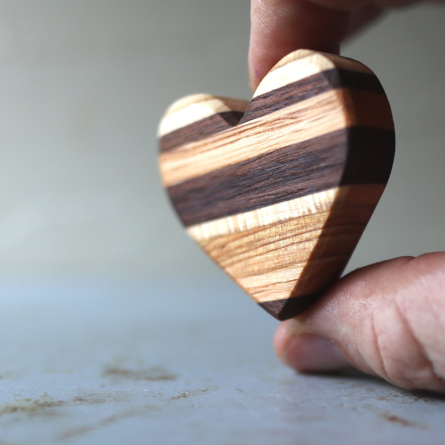 Striped Wooden Hearts