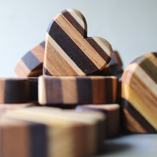 Striped Wooden Hearts