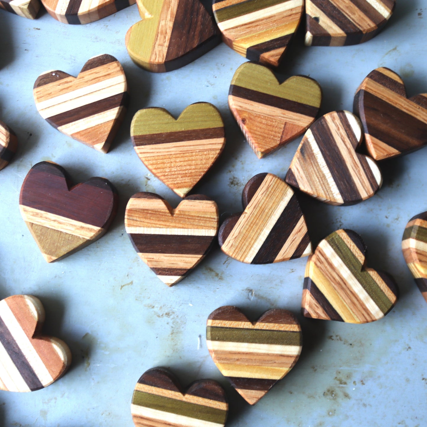 Striped Wooden Hearts