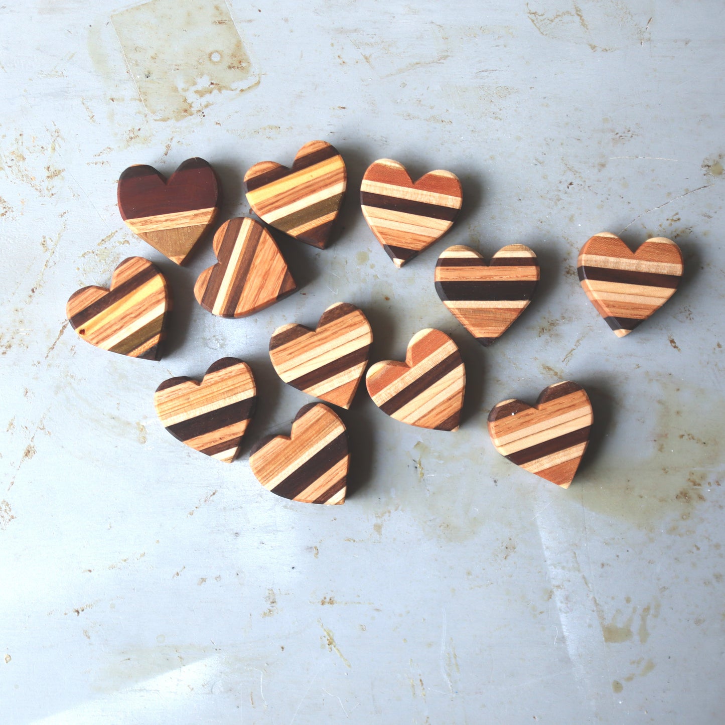 Striped Wooden Hearts