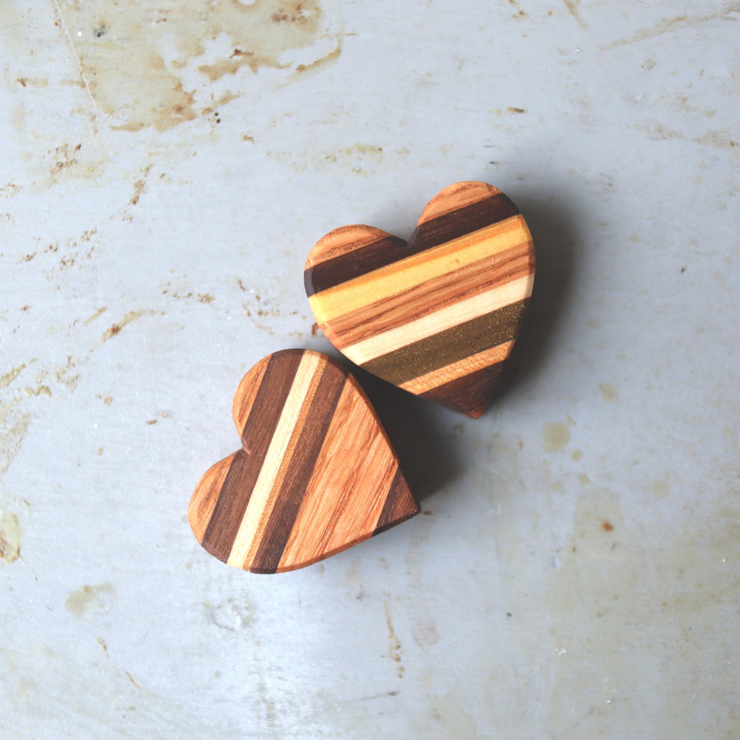 Striped Wooden Hearts