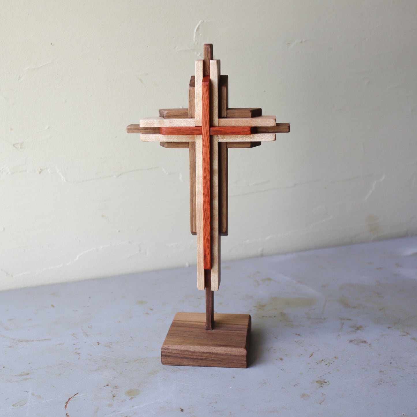 Small Layered Cross With Stand