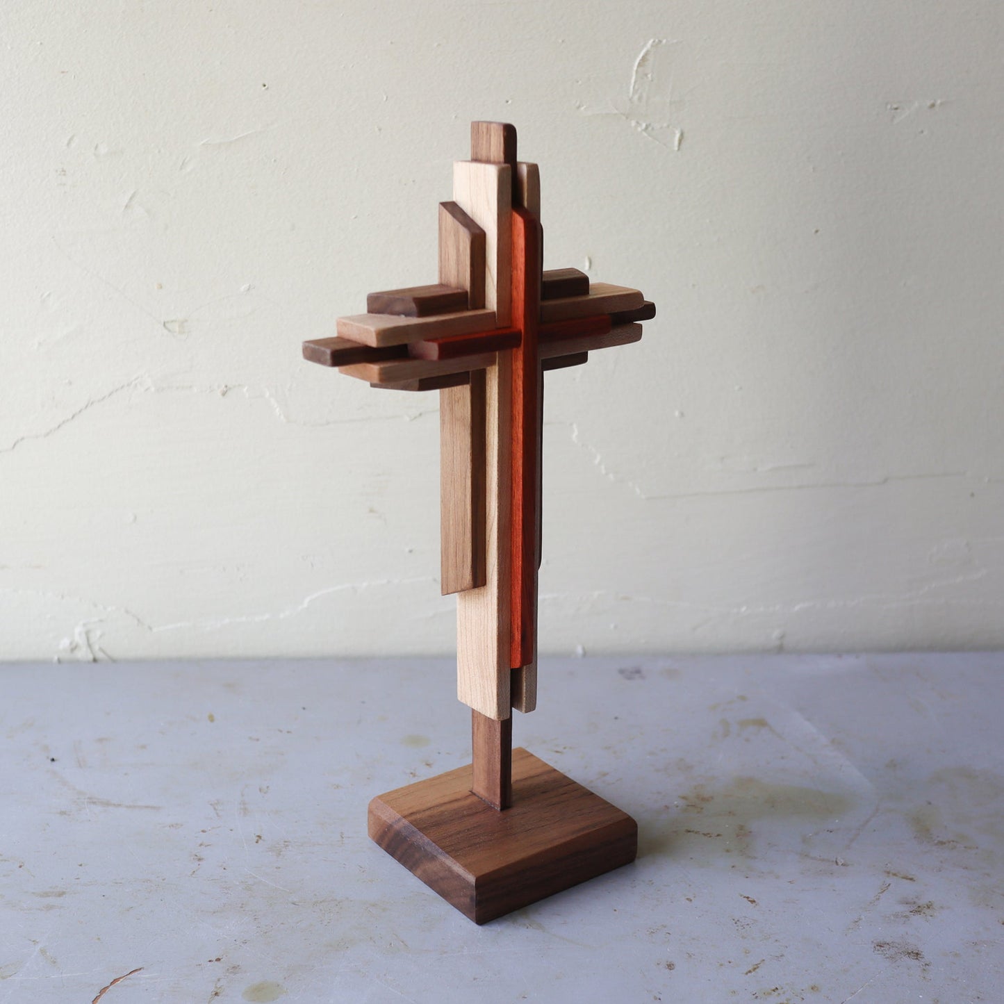 Small Layered Cross With Stand