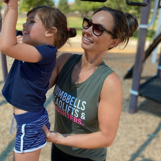 Dumbbells Deadlifts & Daughters Tank (Girl Mom)