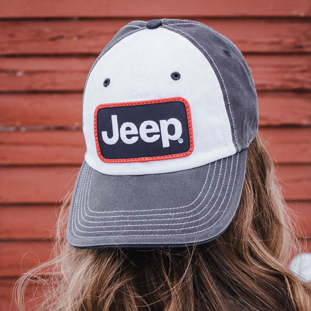 Hat - Jeep Chino Twill Patch - White/Charcoal/Navy