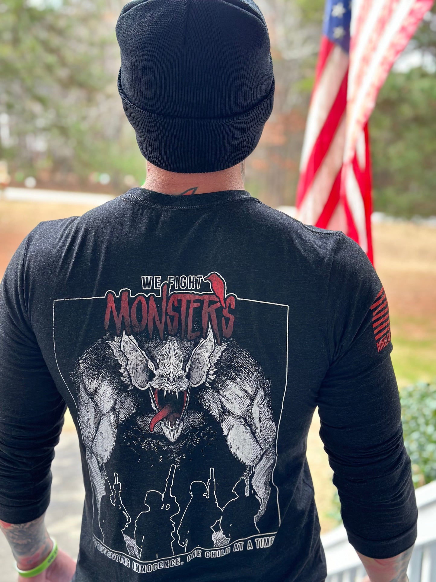 We Fight Monsters // Nine Line Apparel Collab Long Sleeve T Shirt - Protecting Innocence