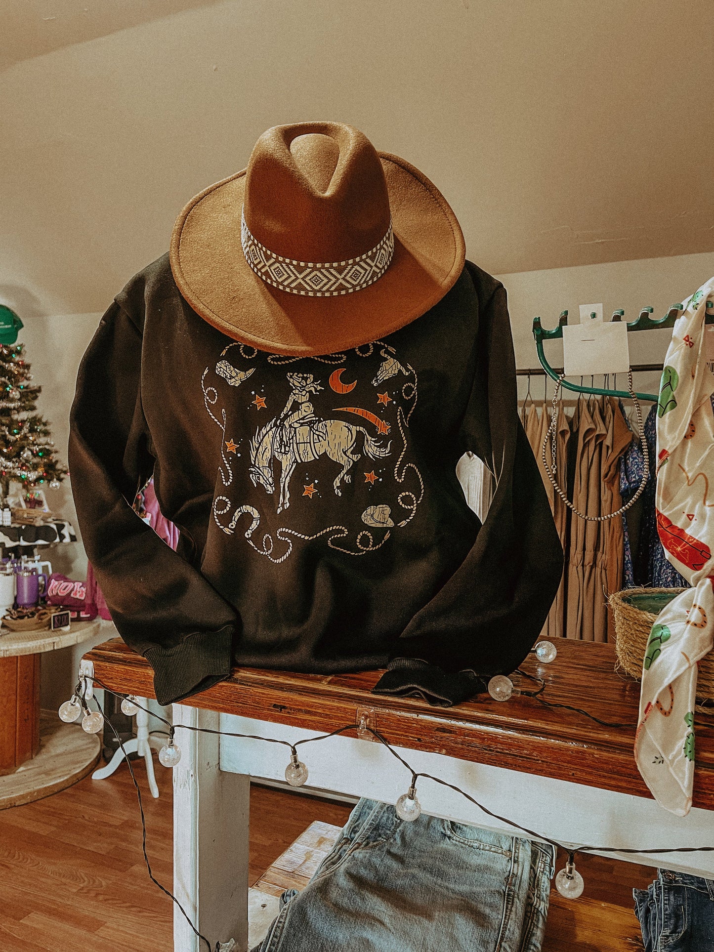 Cowgirl Pattern Crewneck Sweatshirt