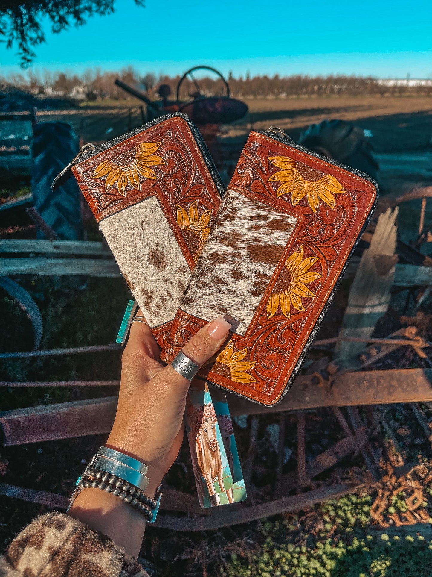 The Shania Sunflower Wallet a Haute Southern Hyde by Beth Marie Cowhide Wallet