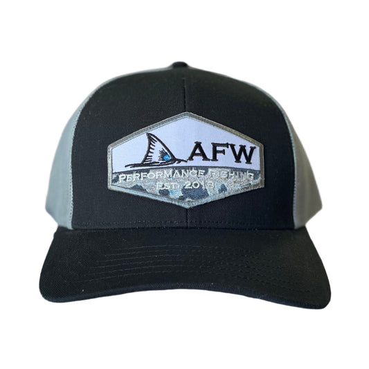 AFW Fishing Patch Hat - Black/Grey Snapback Trucker