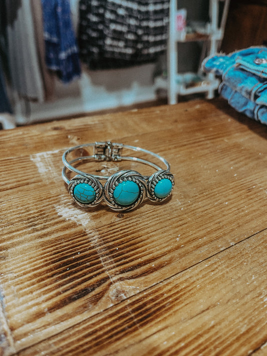 Bulky Turquoise Stone Cuff Bracelet