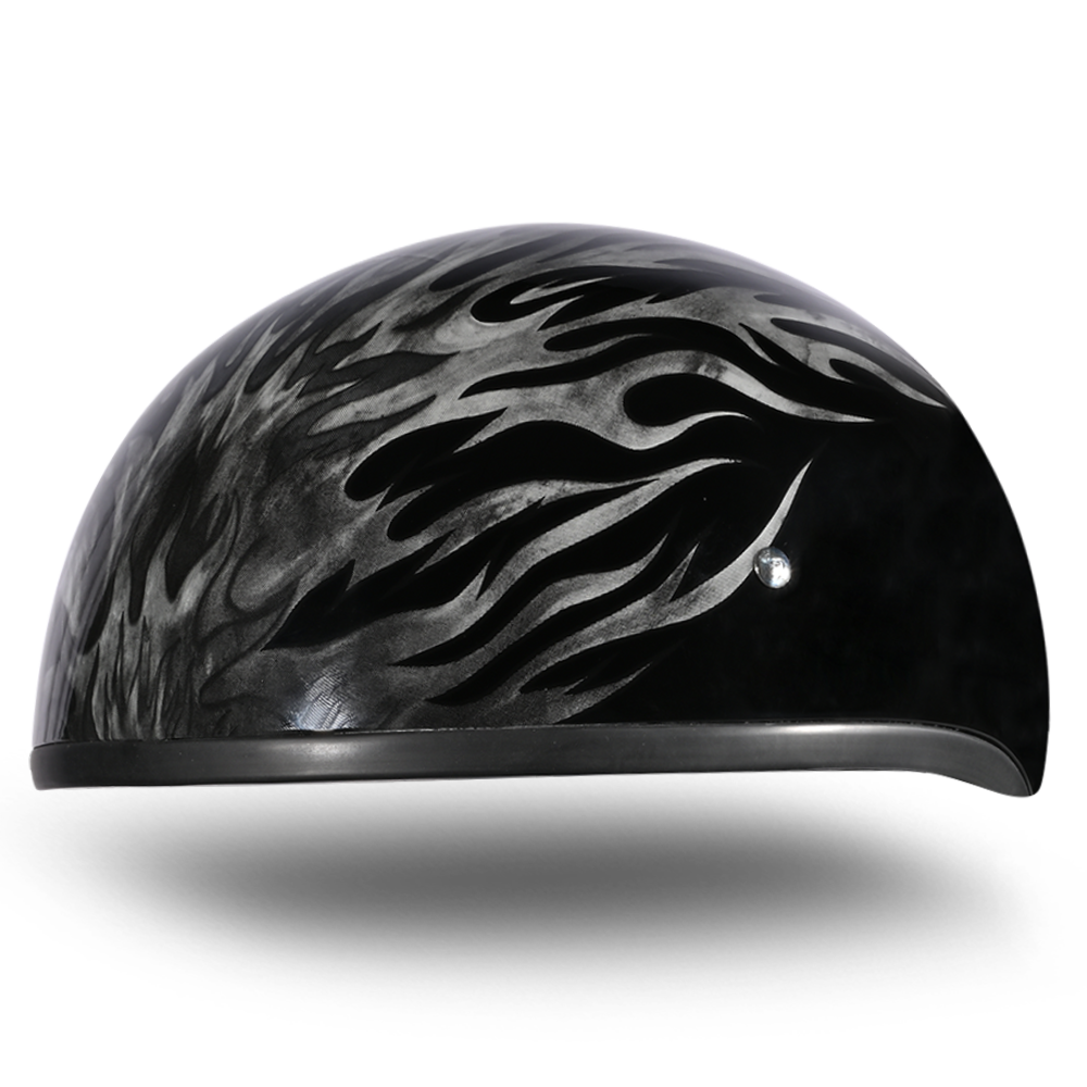 DOT Approved Daytona Motorcycle Half Face Helmet - Skull Cap Graphics for Men & Women, Scooters, ATVs, UTVs & Choppers - W/ Ignite Grey