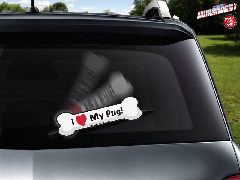 I Love Pugs Bone WiperTag