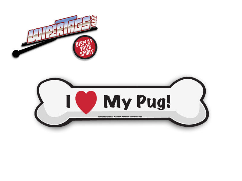 I Love Pugs Bone WiperTag