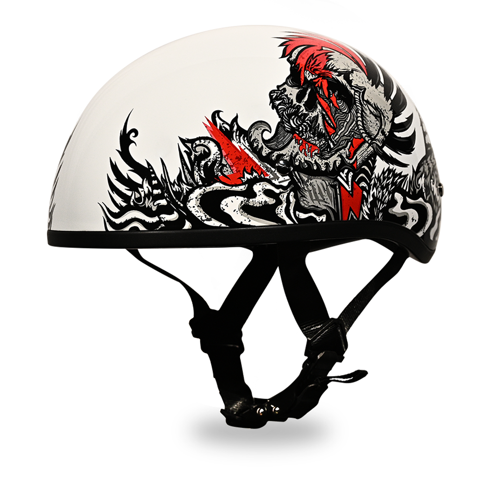 DOT Approved Daytona Motorcycle Half Face Helmet - Skull Cap Graphics for Men & Women, Scooters, ATVs, UTVs & Choppers - W/ Rockin' Reaper