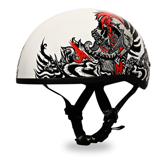 DOT Approved Daytona Motorcycle Half Face Helmet - Skull Cap Graphics for Men & Women, Scooters, ATVs, UTVs & Choppers - W/ Rockin' Reaper