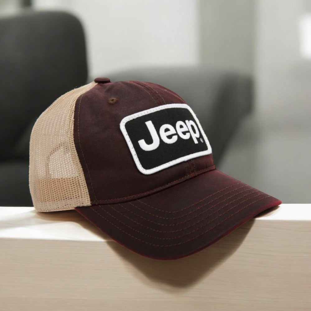 Hat - Jeep Coated Chino Twill Patch - Snazzberry/Khaki