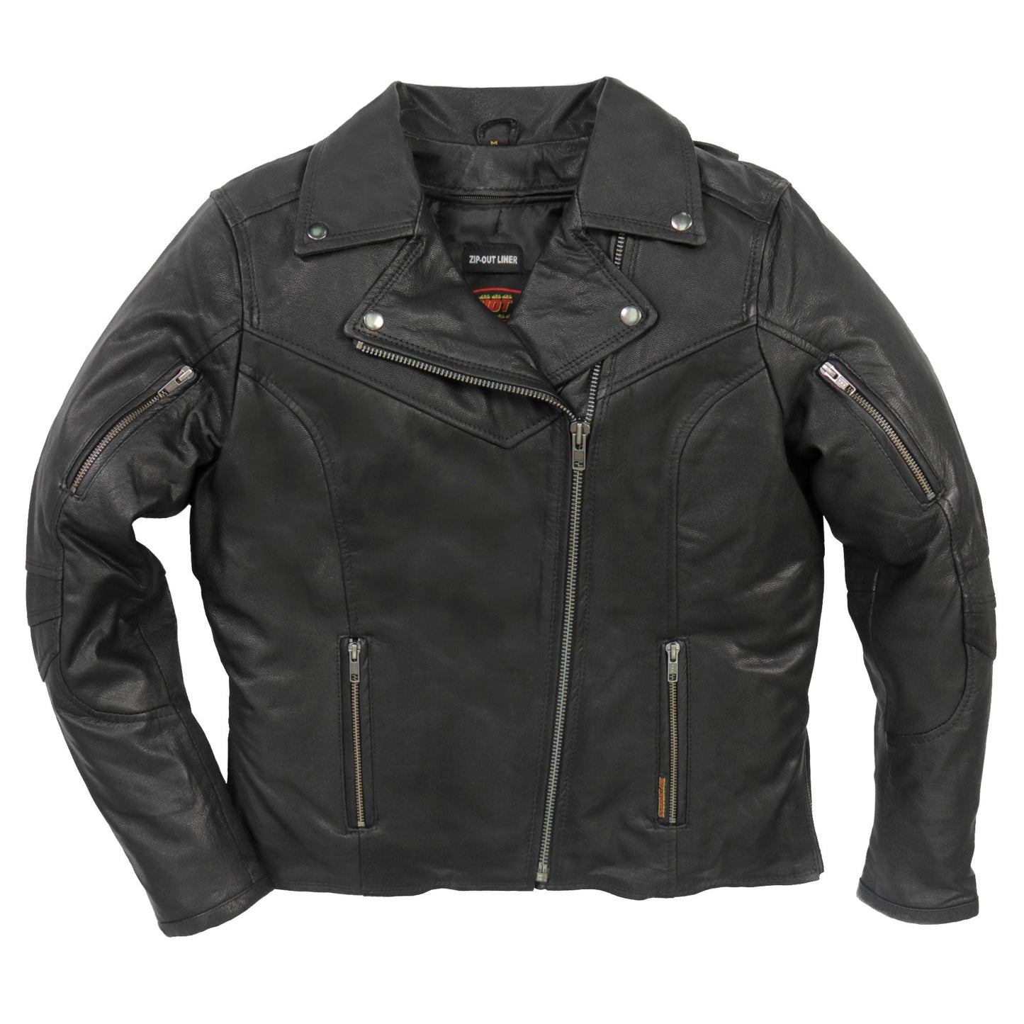 Hot Leathers JKL1029 Ladies Leather Motorcycle Concealed carry Biker Jacket with Vents and Side Zippers