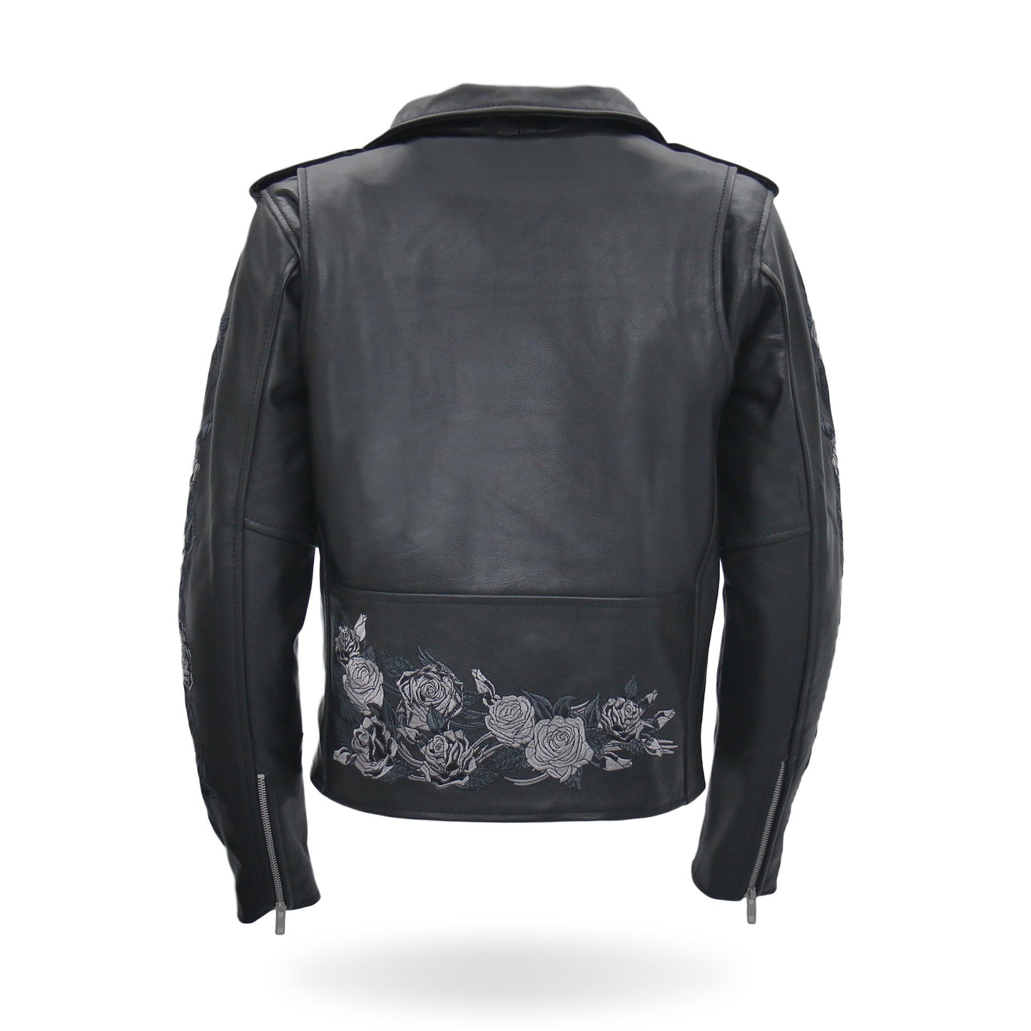 Hot Leathers Rose Embroidered Ladies Motorcycle Style Leather Jacket