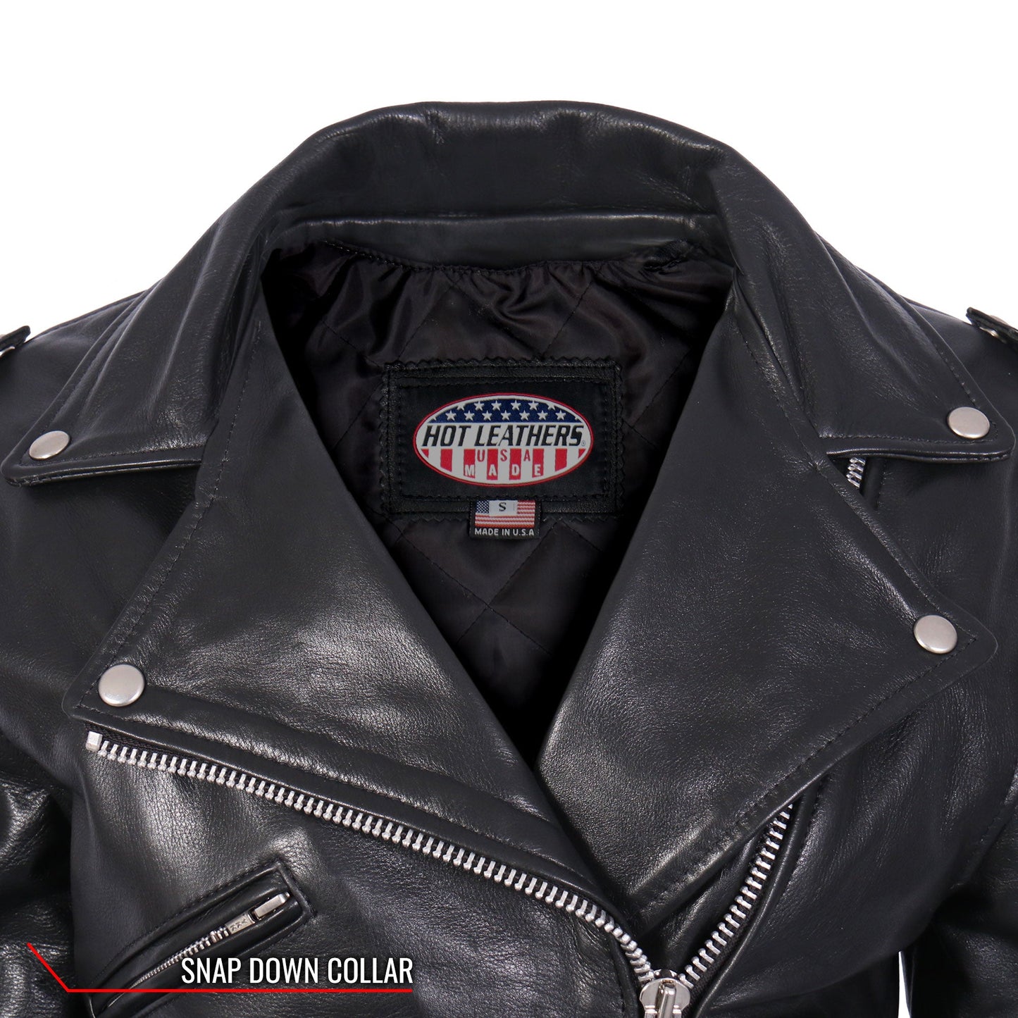 Hot Leathers JKL5004 Ladies Black Premium USA Made Classic Motorcycle Style Leather Biker Jacket