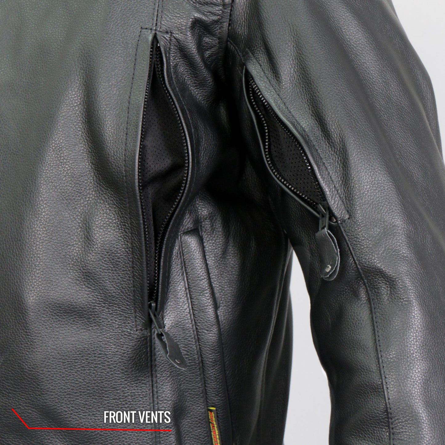 Hot Leathers JKM1021 Men's Black Leather Motorcycle Biker Carry and Conceal Vented Scooter Jacket