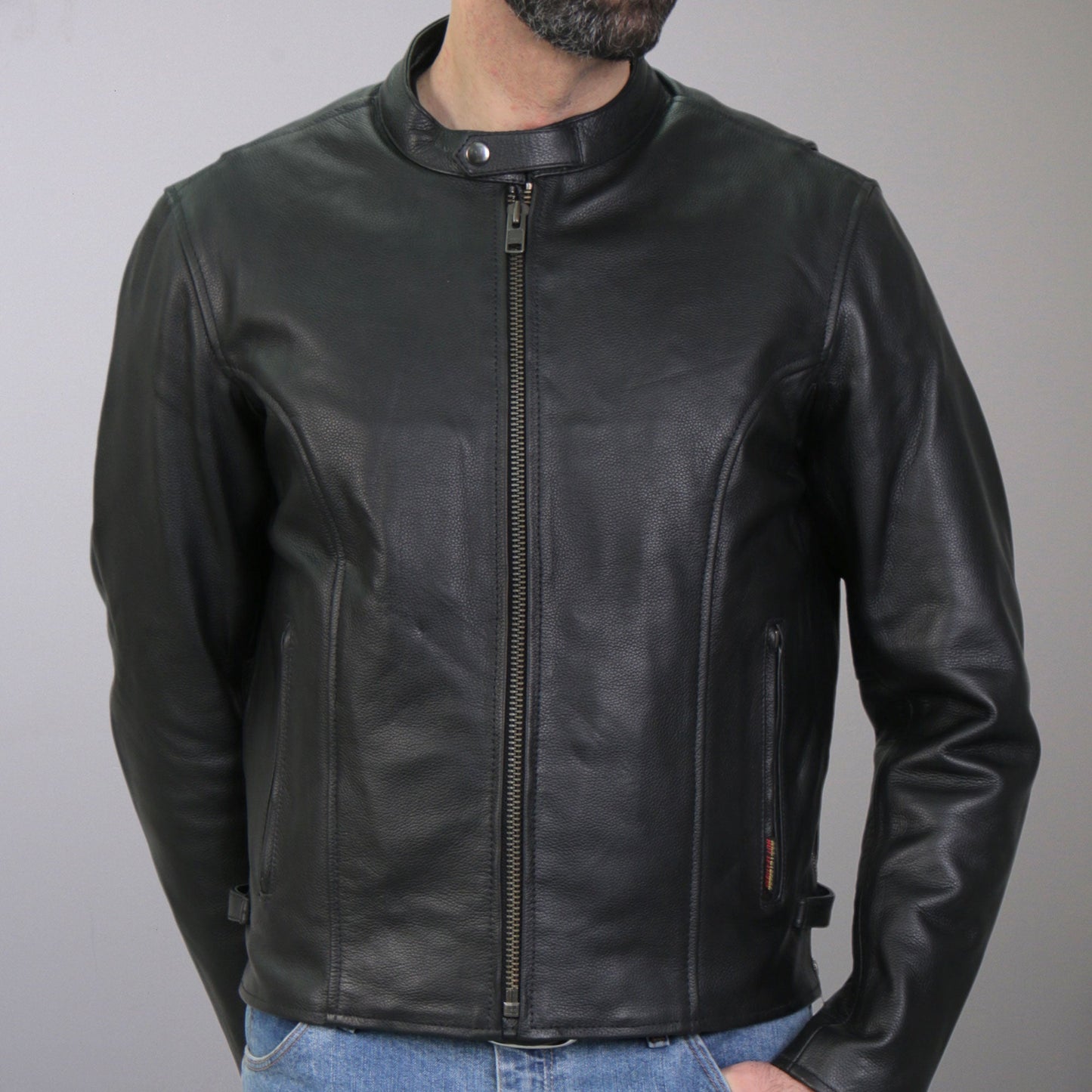 Hot Leathers JKM1027 Men’s Black ‘Carry and Conceal’ Leather Motorcycle Biker Jacket