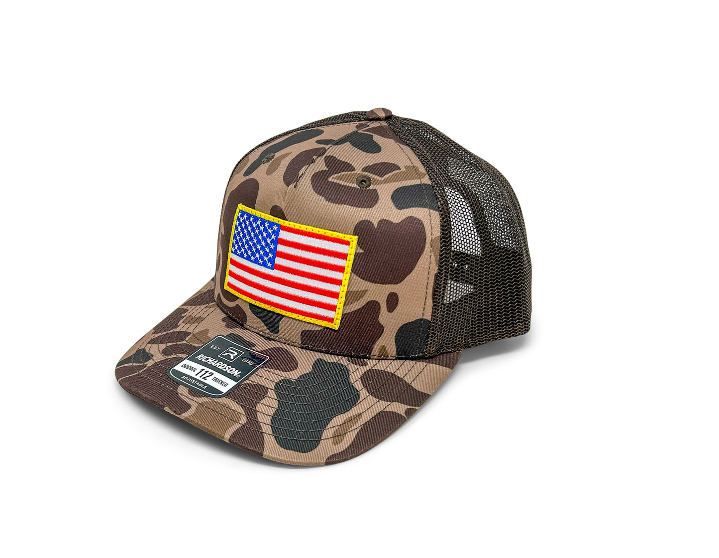 USA Flag Hat | Richardson 112 Duck Camo