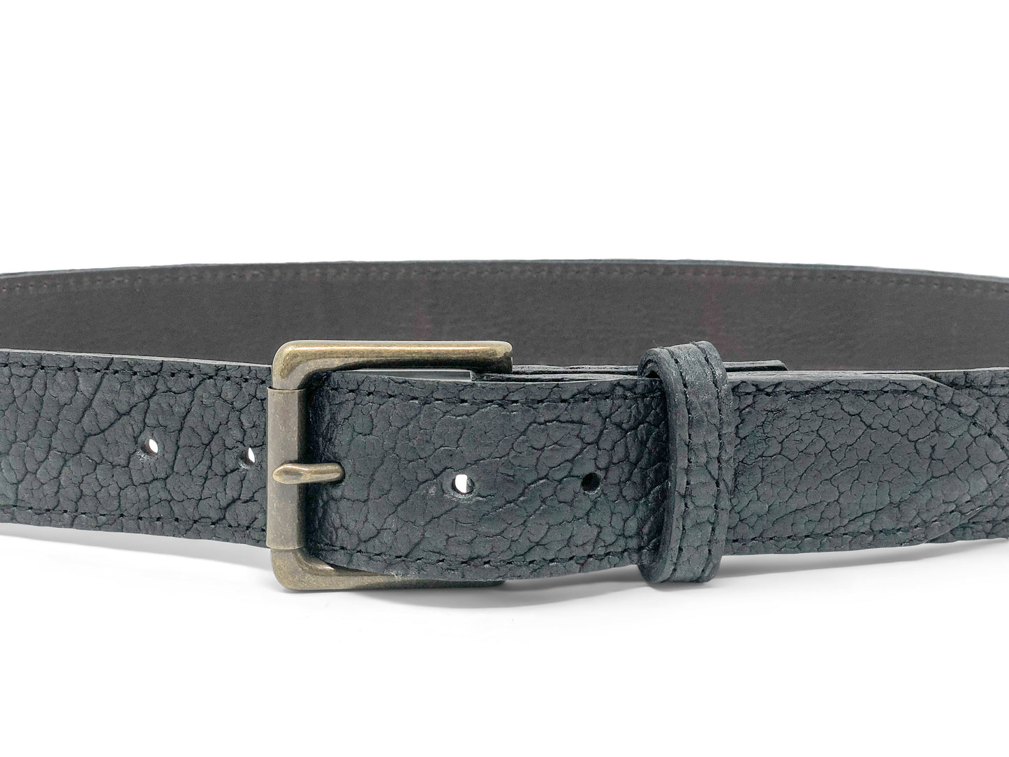 Handmade Leather Belt | American Shrunken Bison | Black