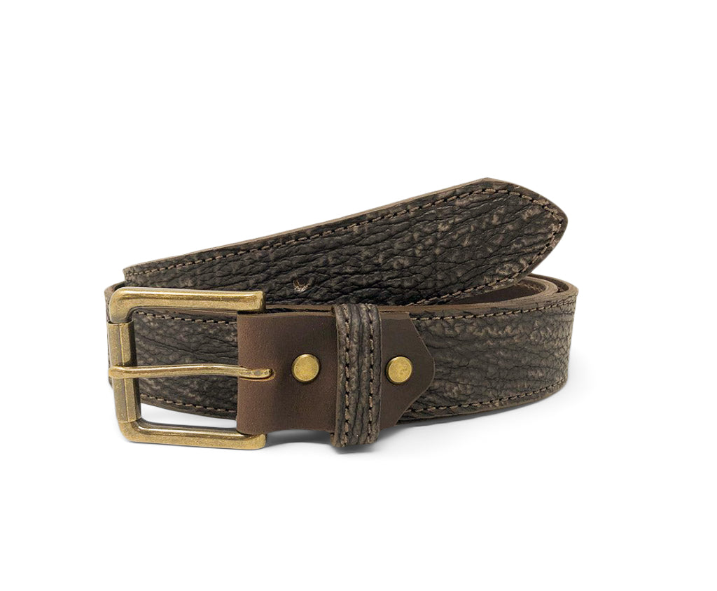 Handmade Leather Belt | Sharkskin | Walnut