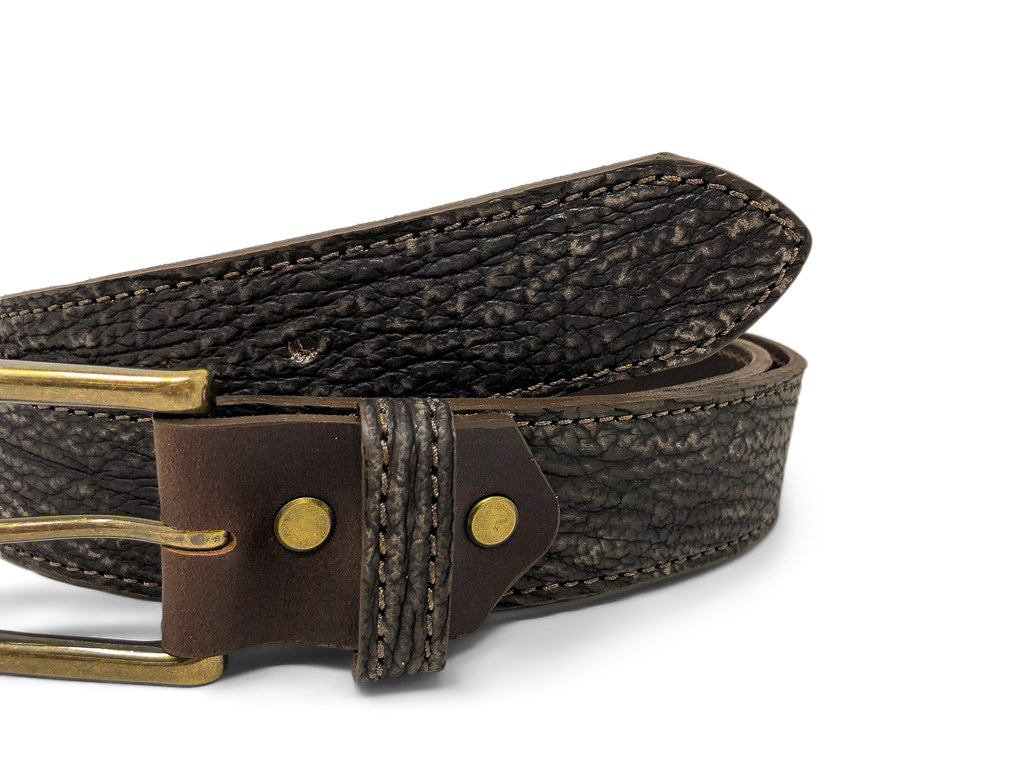 Handmade Leather Belt | Sharkskin | Walnut