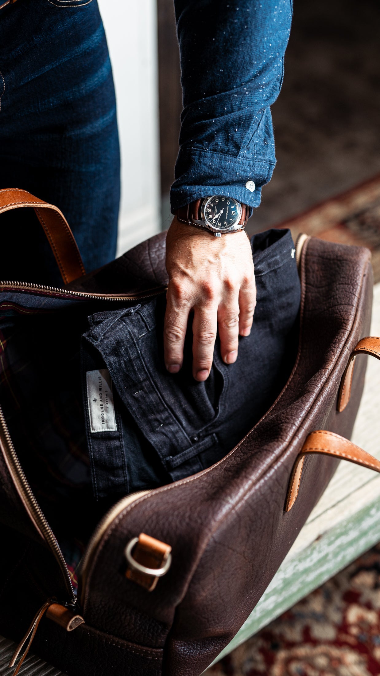 Jack Foster Weekender  | Dark Cognac Shrunken Bison