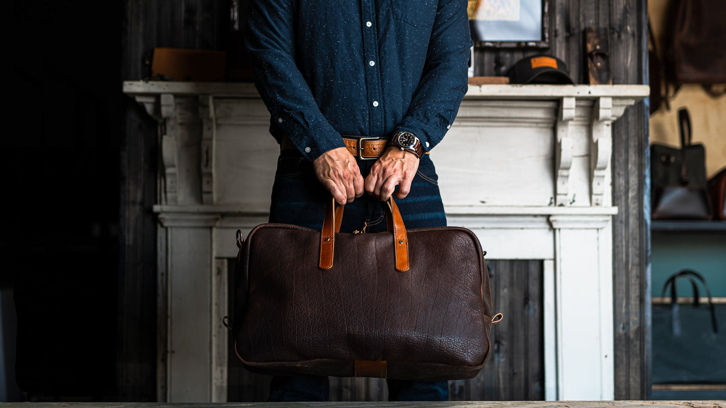 Jack Foster Weekender  | Dark Cognac Shrunken Bison