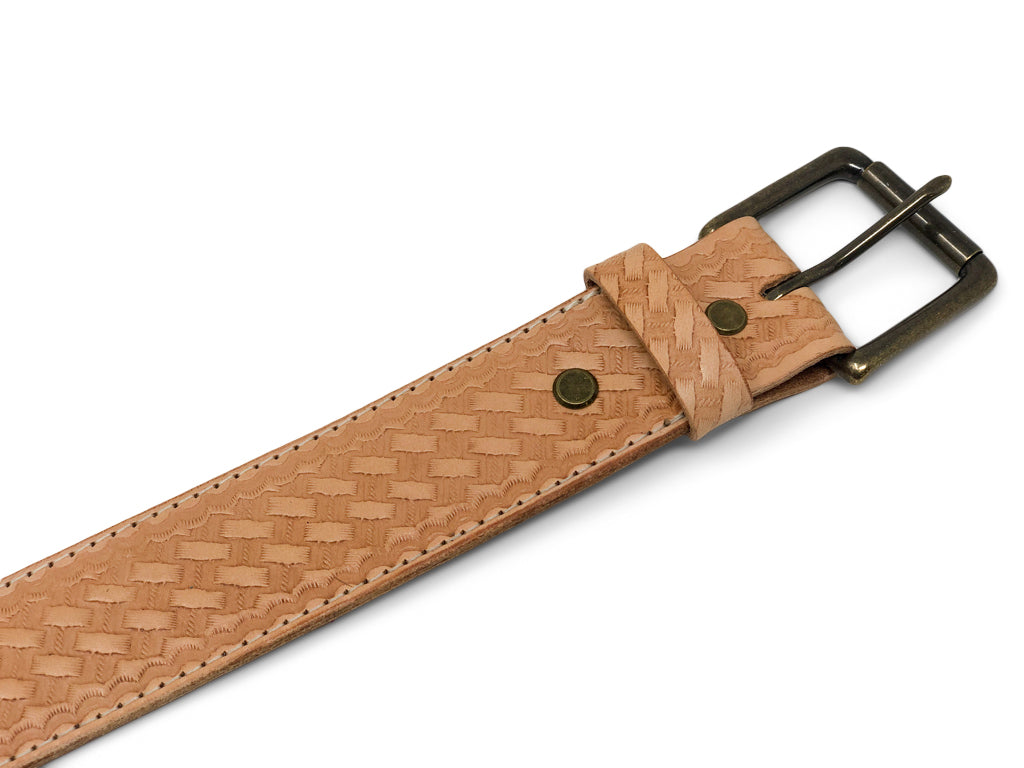 Handmade Leather Belt | Basketweave Vegetable Tan