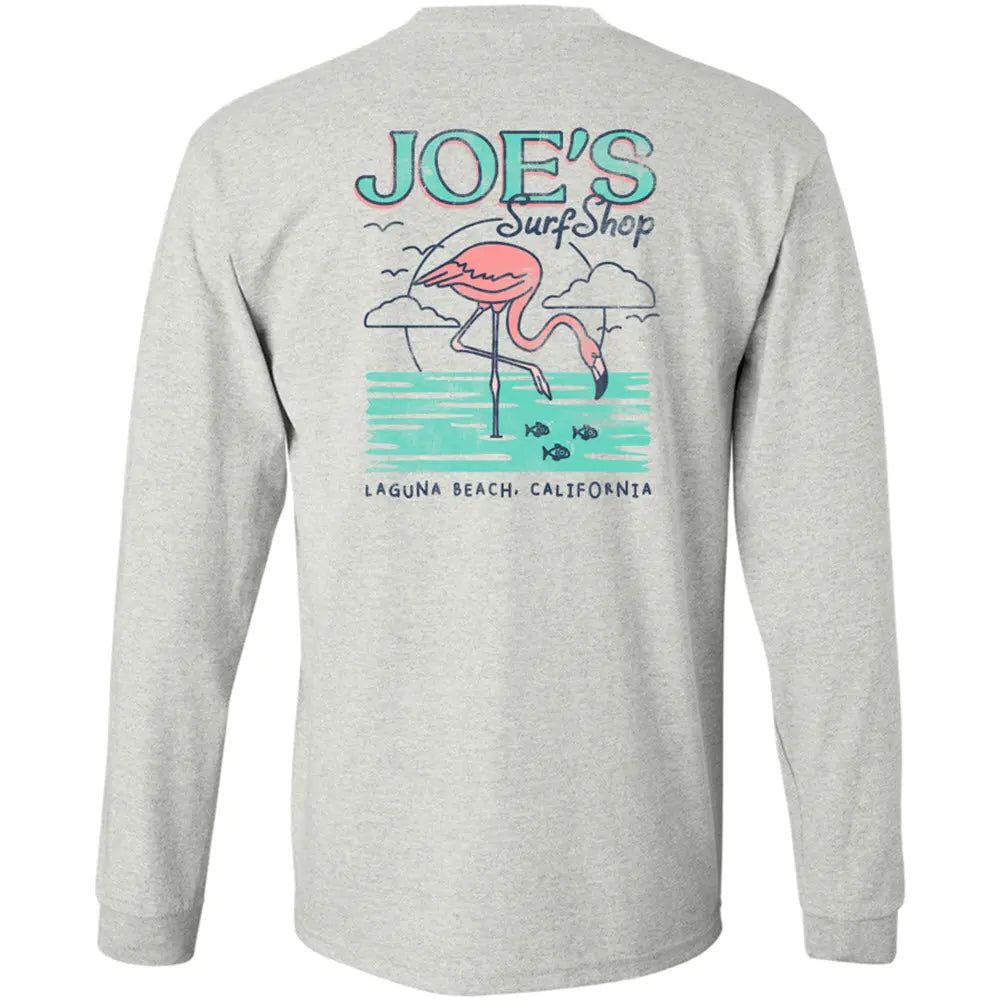 Joe's Surf Shop Flamingo Logo Youth Long Sleeve Tee