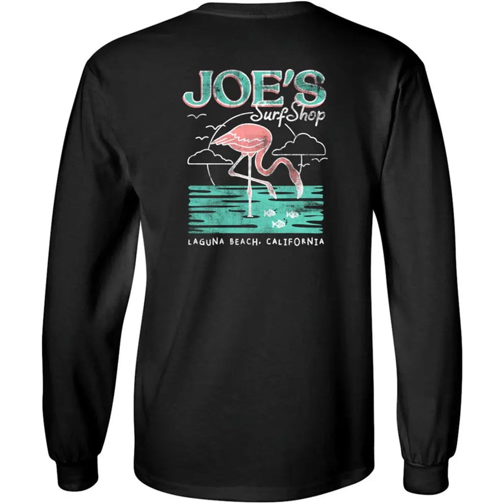 Joe's Surf Shop Flamingo Logo Youth Long Sleeve Tee