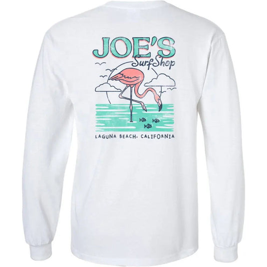 Joe's Surf Shop Flamingo Logo Youth Long Sleeve Tee